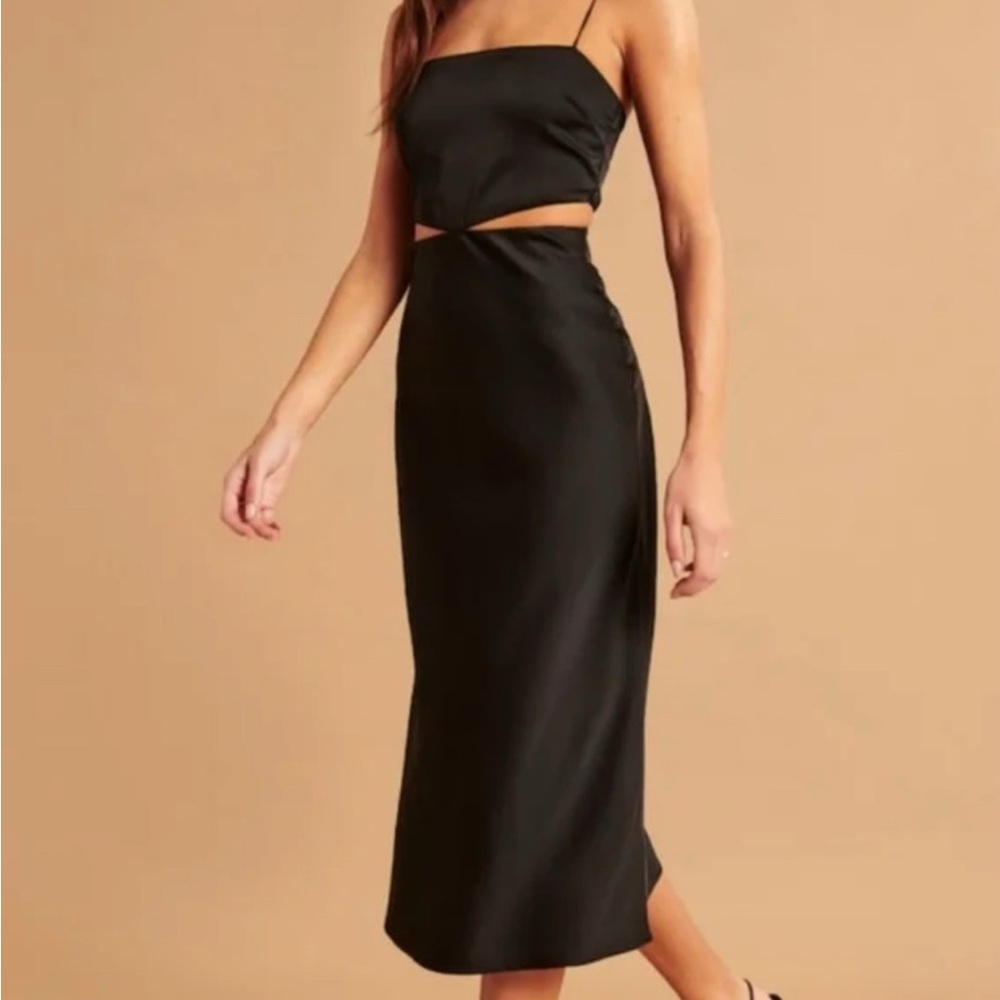 Abercrombie & Fitch Black Cutout Midi Dress